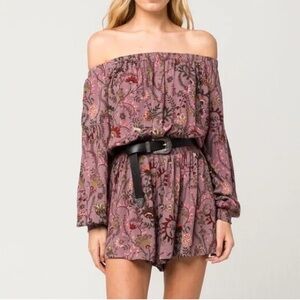 Free People Pretty And Free One-Piece Romper Purple Mauve Floral XS